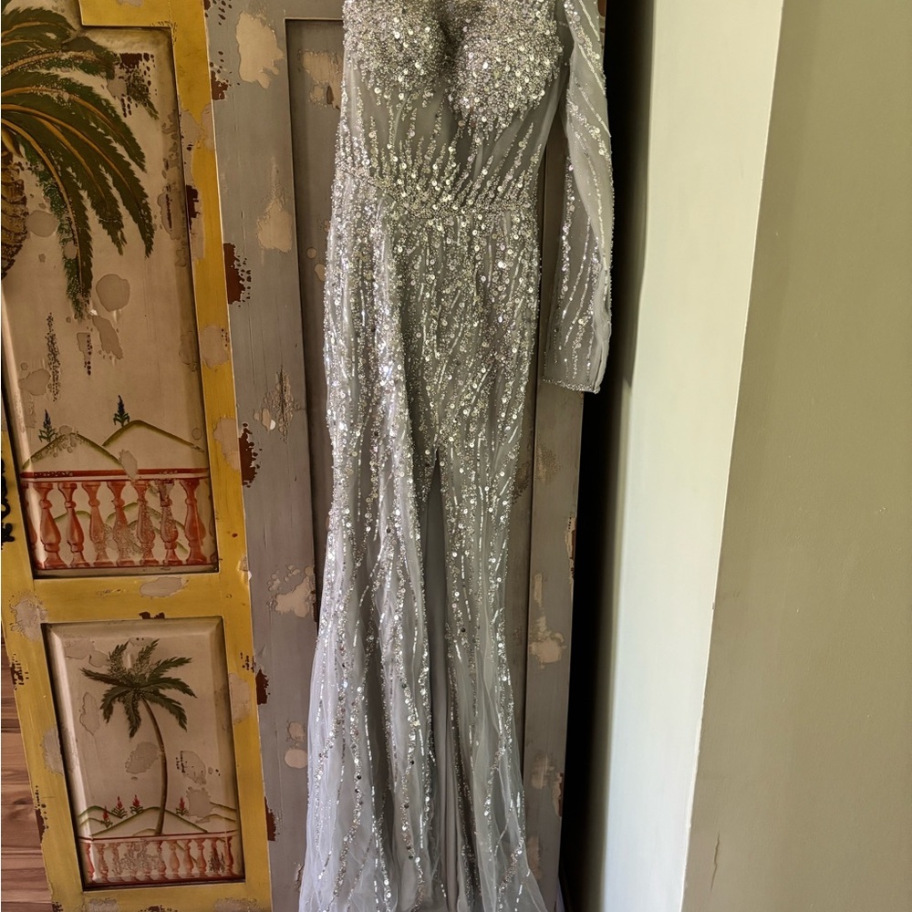 GB Girls Silver Sequin Prom Dress